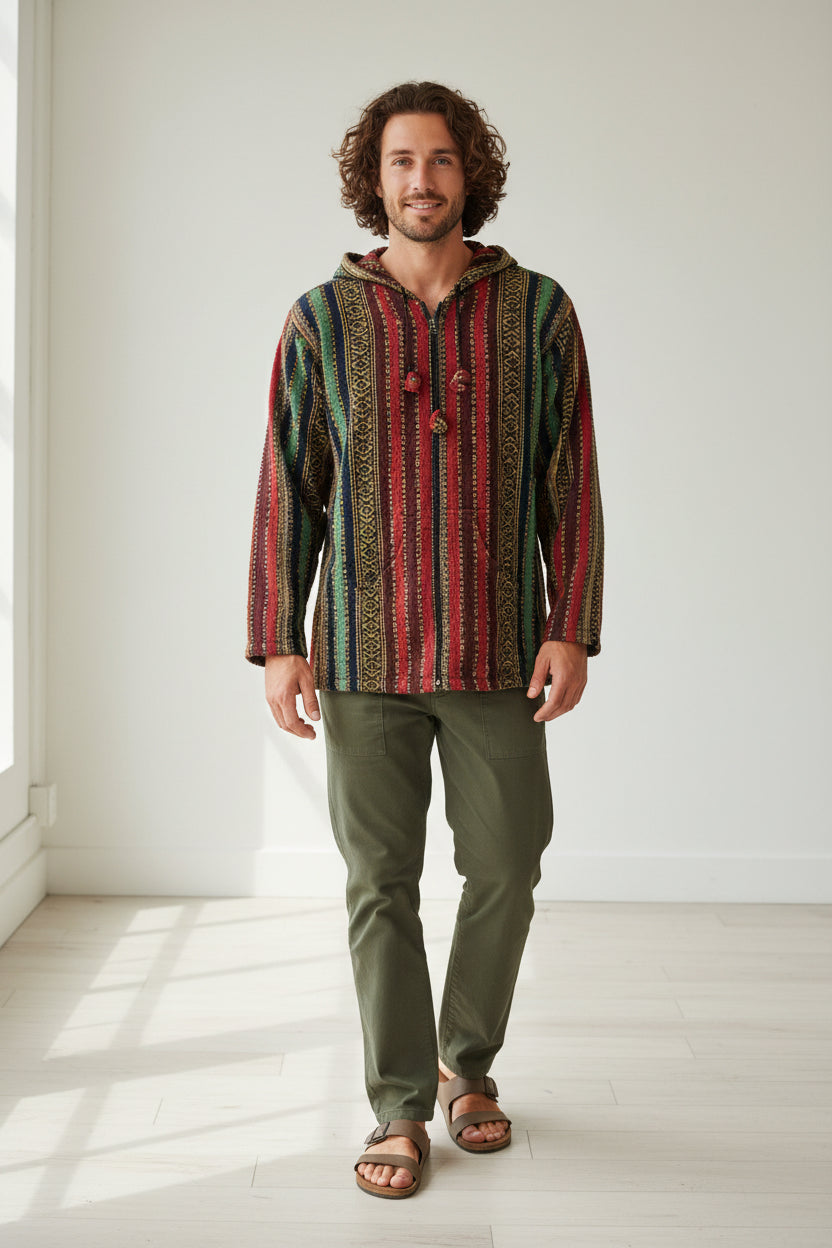 Green Stripe Zipper Cotton Jacket