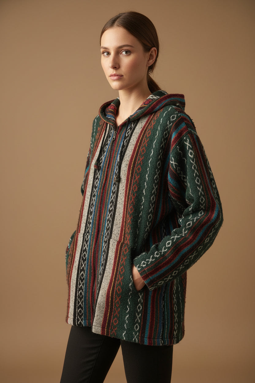 Brown Stripe Zipper Cotton Jacket