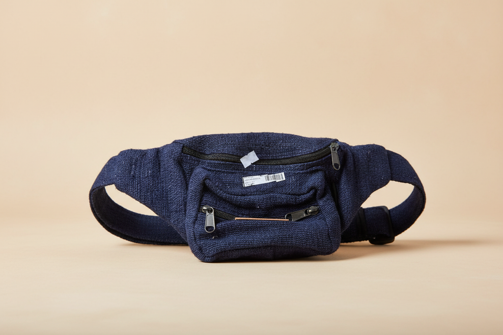 Full three-quarter view of the hemp bump bag